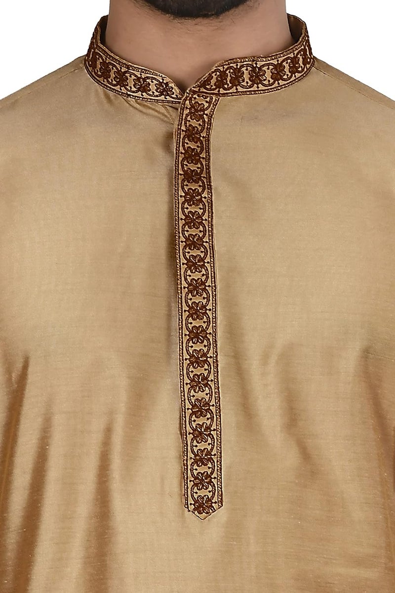 Polyfab Hathkargha Men's Stylish Cotton Blend Kurta Pyjama Set - Image 3